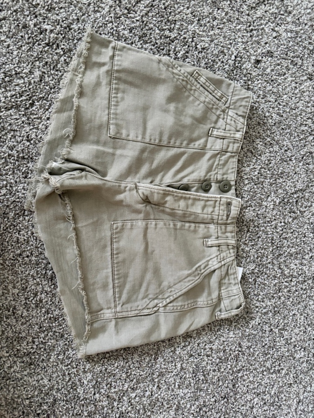 American Eagle Outfitters Olive-Tan Frayed Hem Denim Shorts